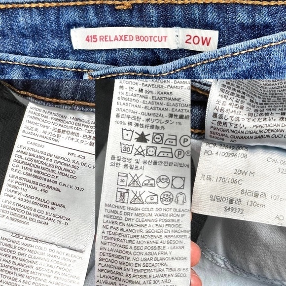 Levi’s Mid Rise Medium Wash 415 Relaxed Bootcut Jean Size 20W Plus Size - Picture 8 of 15